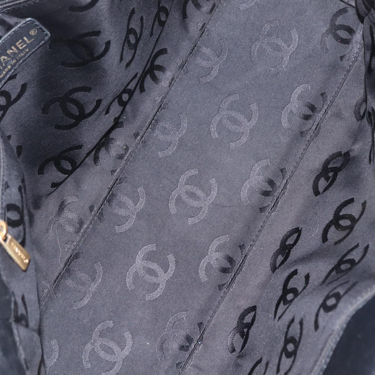 CHANEL Matelasse Wild Stitch Tote Bag Leather Black Gold CC Auth 209454A