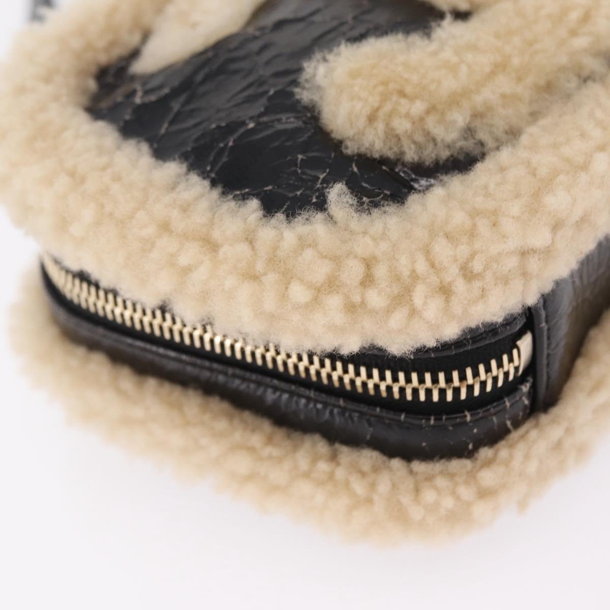 CHANEL Chain Shoulder Bag Fabric Boa Black Gold CC Auth 209467V
