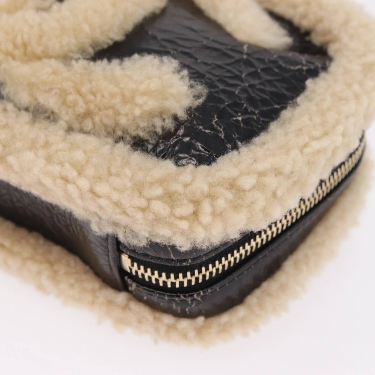 CHANEL Chain Shoulder Bag Fabric Boa Black Gold CC Auth 209467V