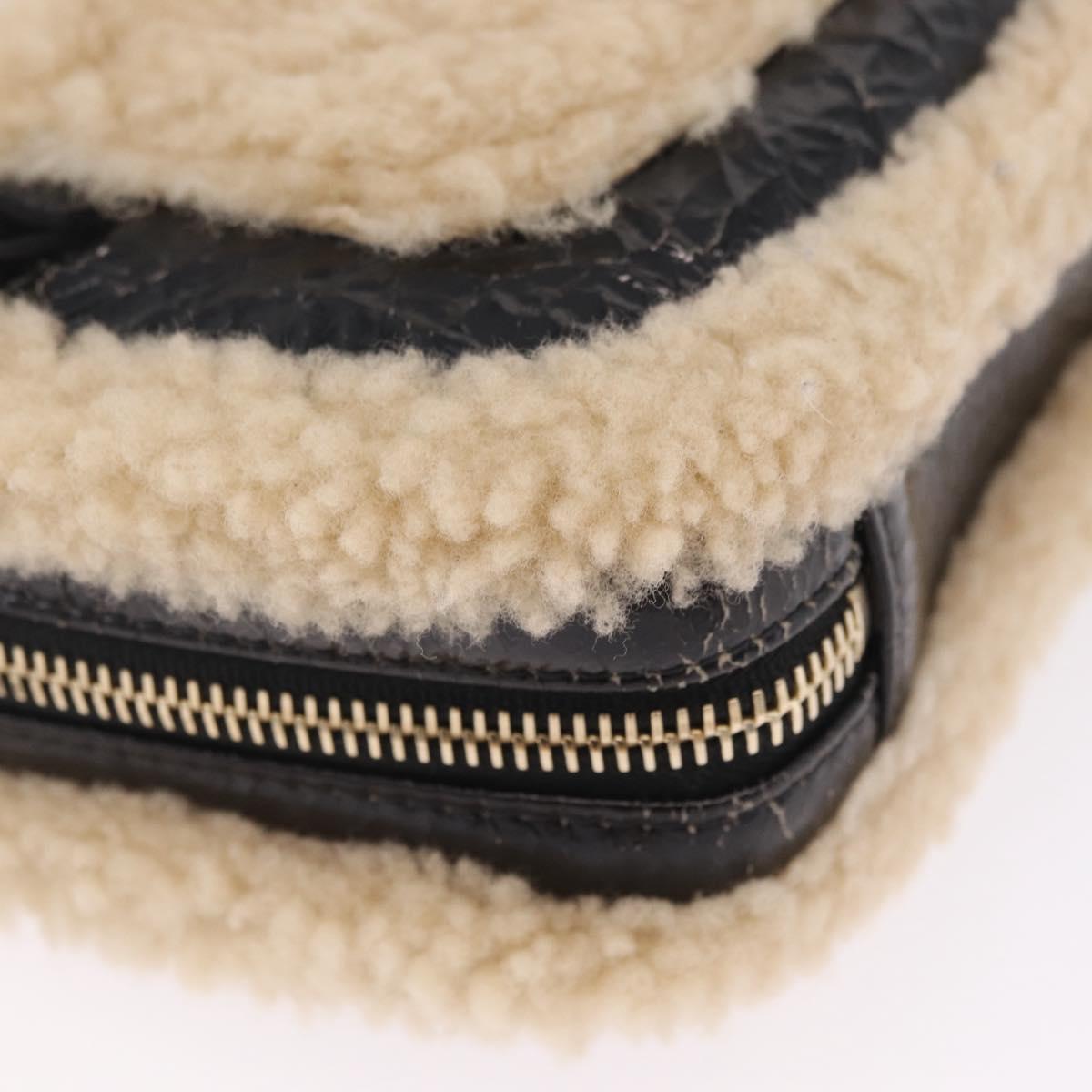 CHANEL Chain Shoulder Bag Fabric Boa Black Gold CC Auth 209467V