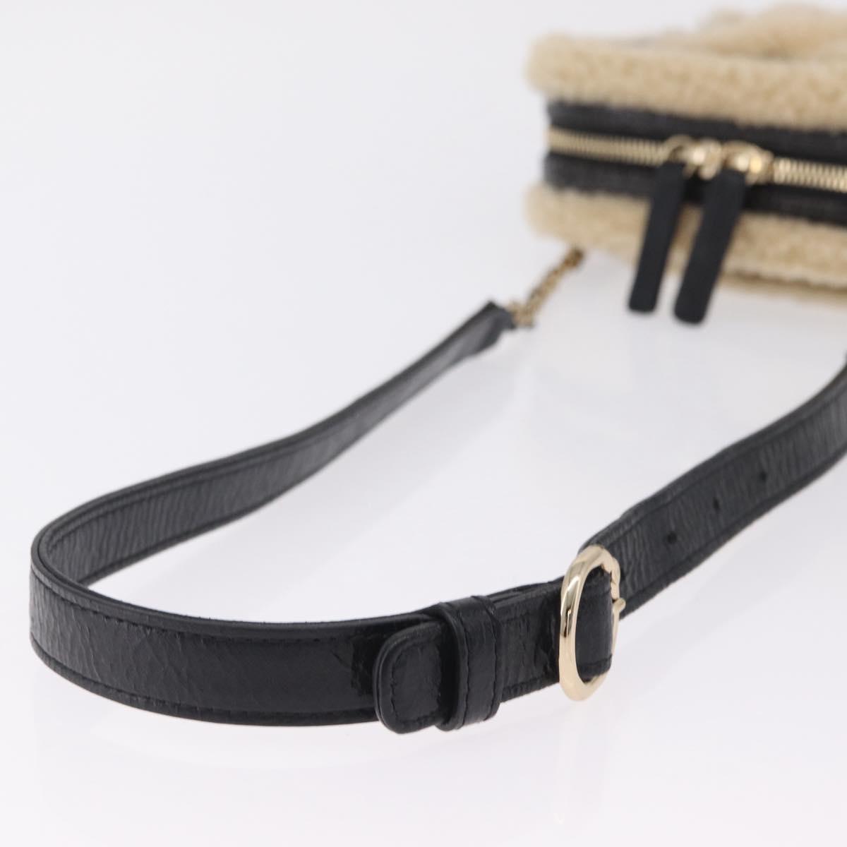 CHANEL Chain Shoulder Bag Fabric Boa Black Gold CC Auth 209467V