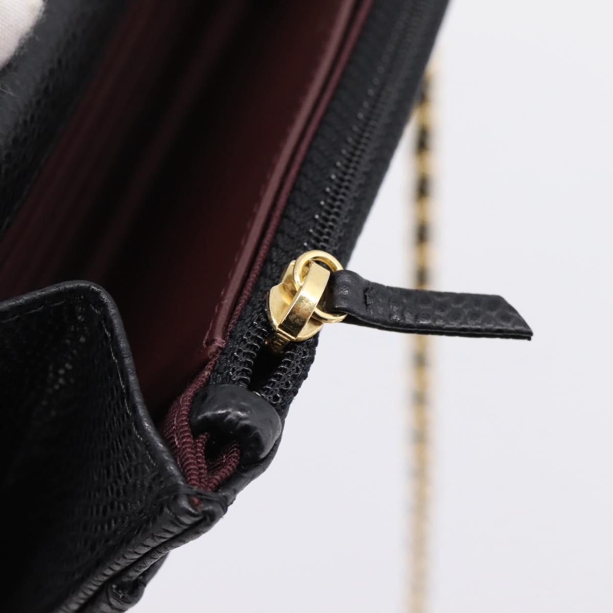 CHANEL Matelasse ChainShoulder Wallet Caviar Skin Black Gold CC Auth 209471SAM