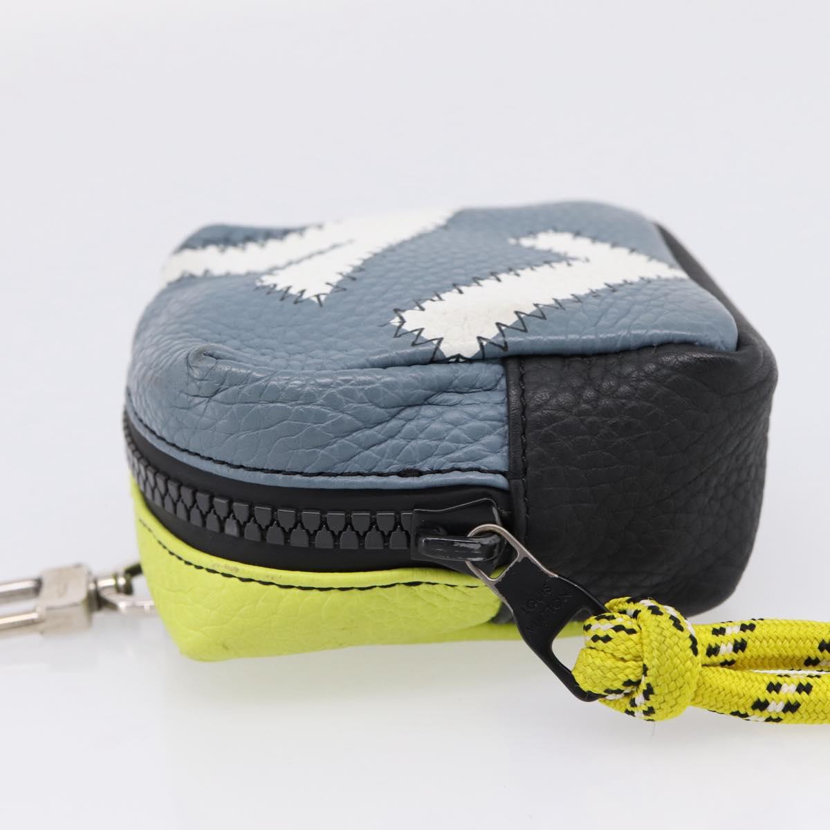 LOUIS VUITTON Square Pouch Color Blocks Charm Leather Gray M00739 Auth 209473M