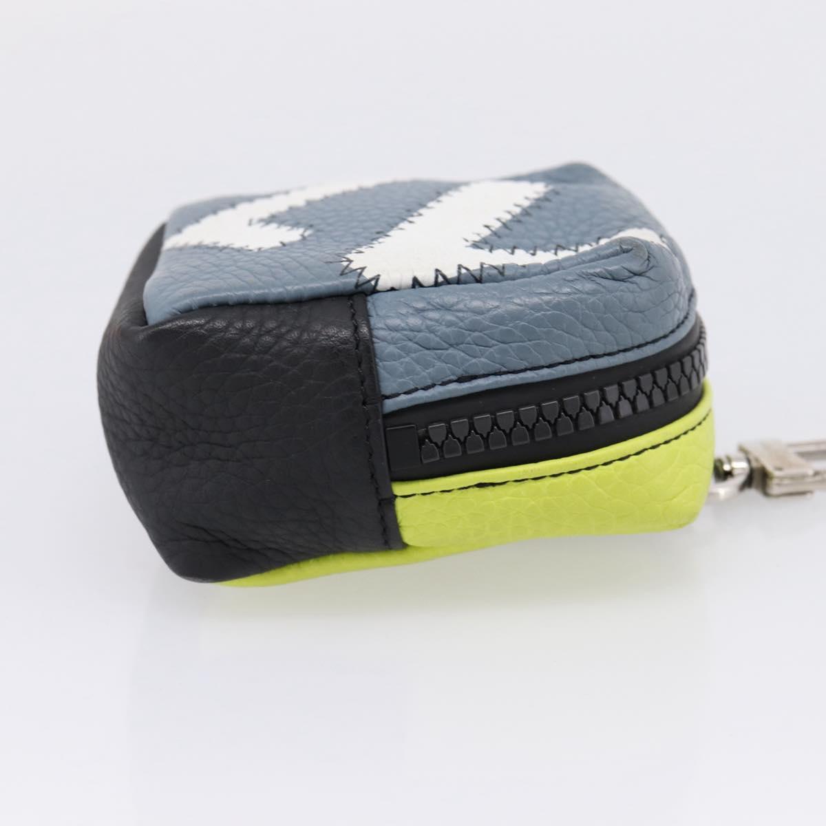 LOUIS VUITTON Square Pouch Color Blocks Charm Leather Gray M00739 Auth 209473M