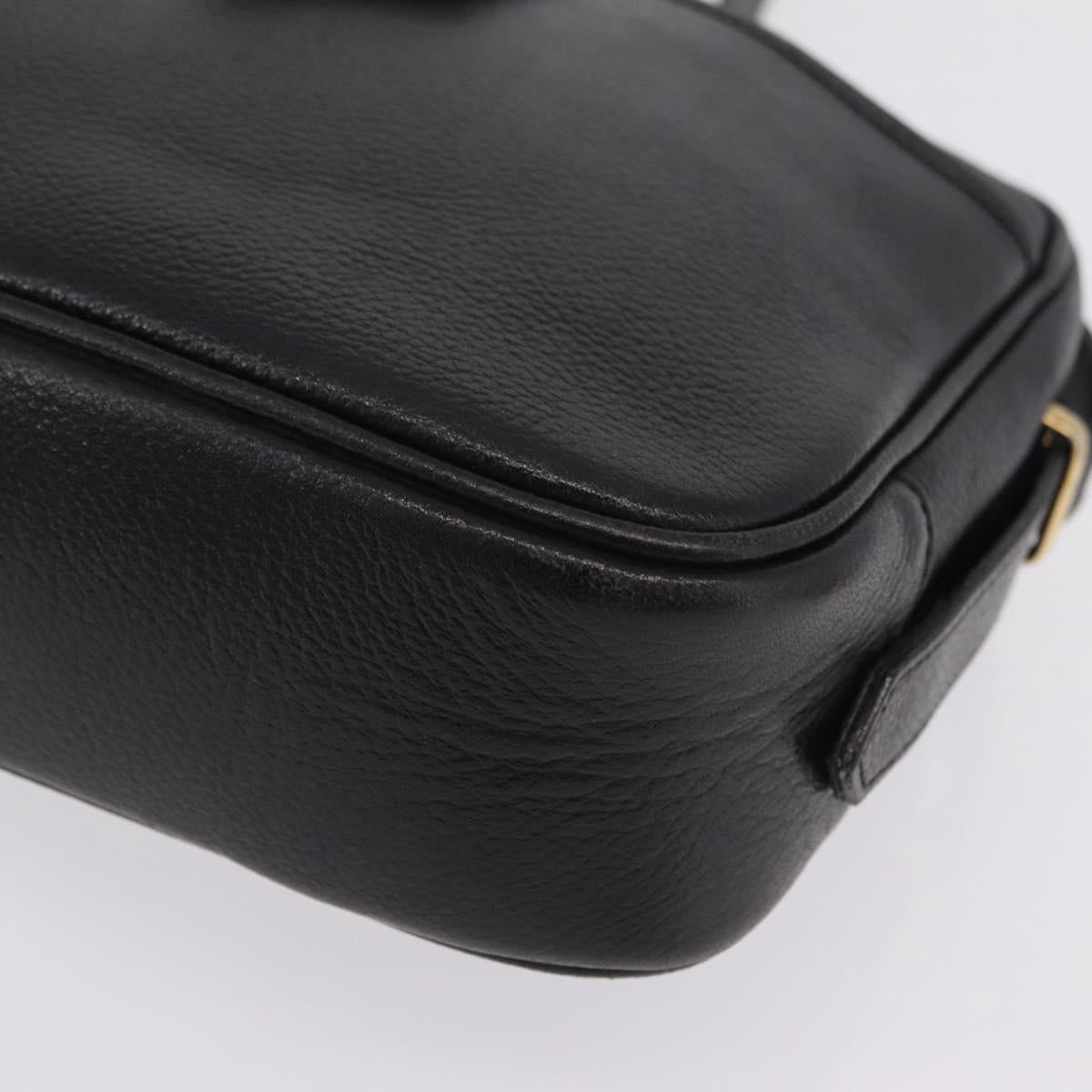 Saint Laurent Shoulder Bag Leather Black Gold Auth 209483A
