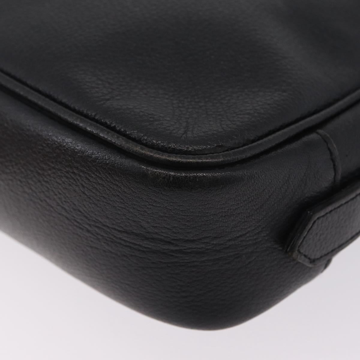 Saint Laurent Shoulder Bag Leather Black Gold Auth 209483A
