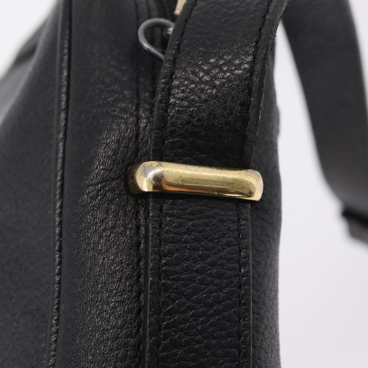 Saint Laurent Shoulder Bag Leather Black Gold Auth 209483A
