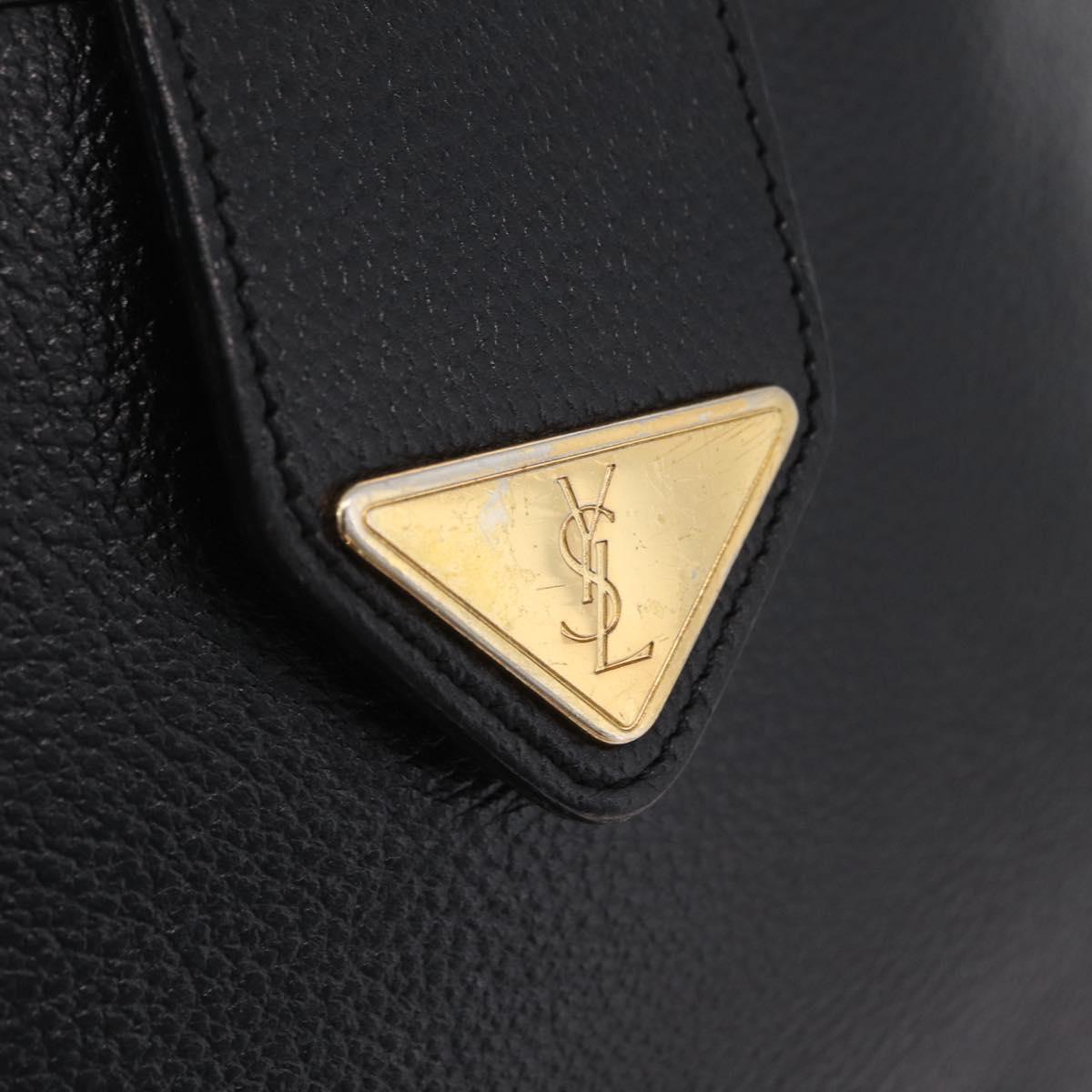 Saint Laurent Shoulder Bag Leather Black Gold Auth 209483A
