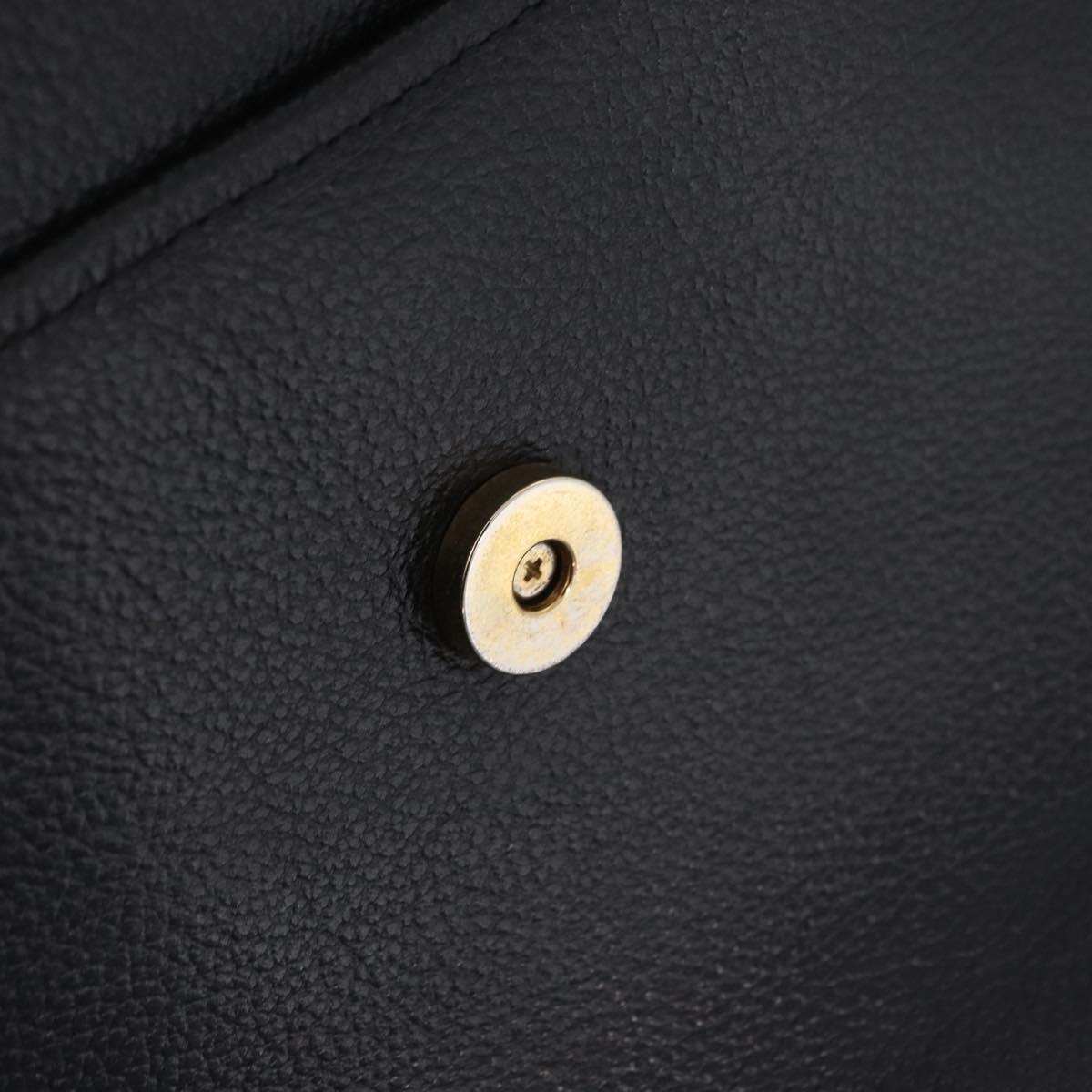 Saint Laurent Shoulder Bag Leather Black Gold Auth 209483A