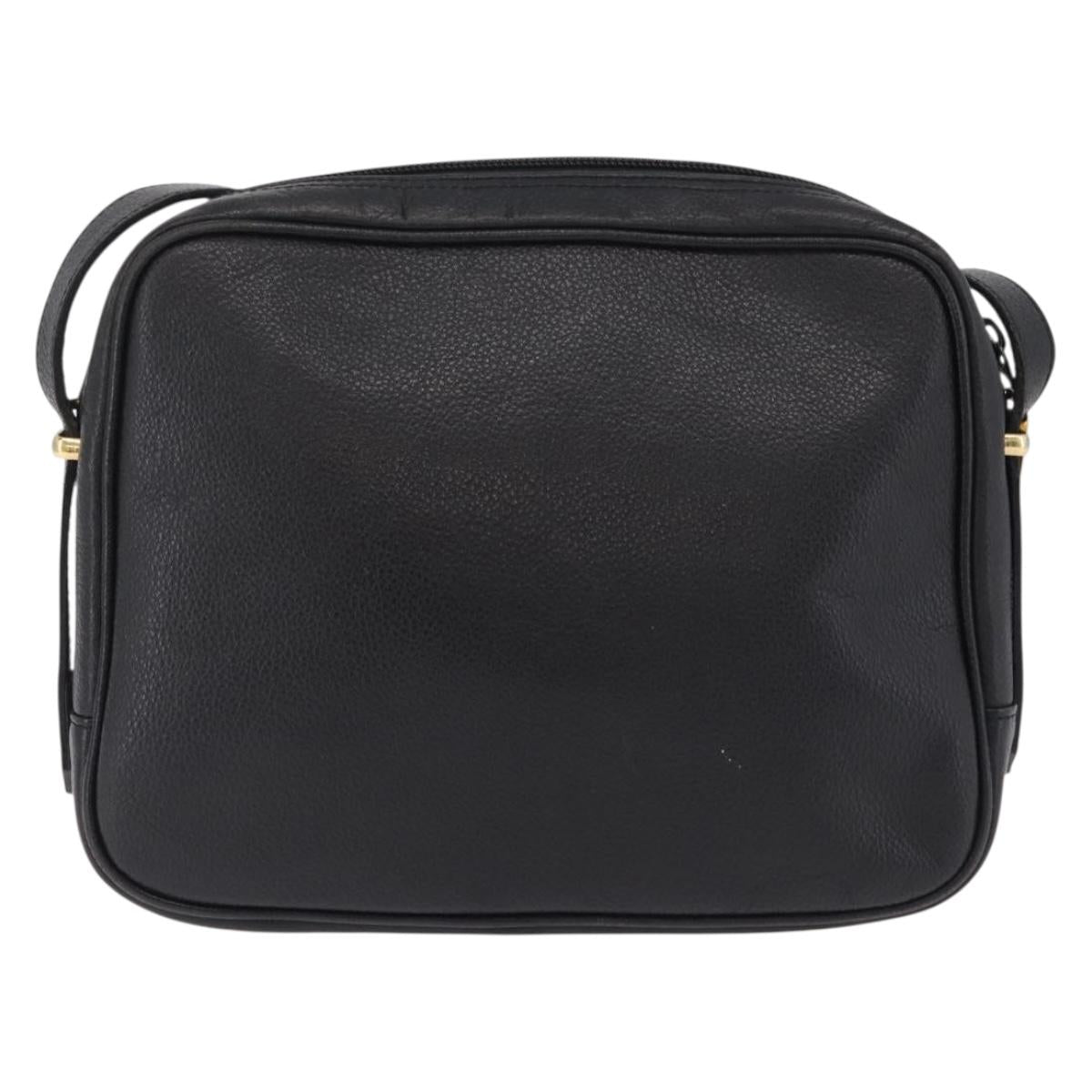 Saint Laurent Shoulder Bag Leather Black Gold Auth 209483A