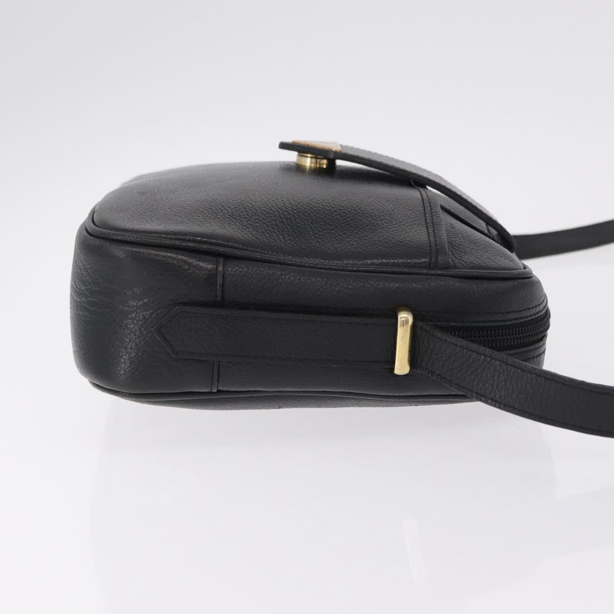 Saint Laurent Shoulder Bag Leather Black Gold Auth 209483A