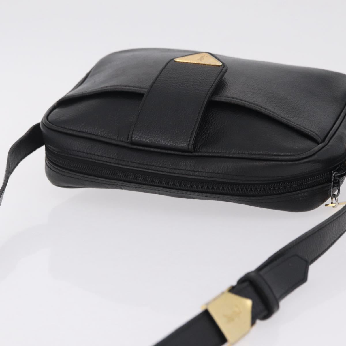 Saint Laurent Shoulder Bag Leather Black Gold Auth 209483A