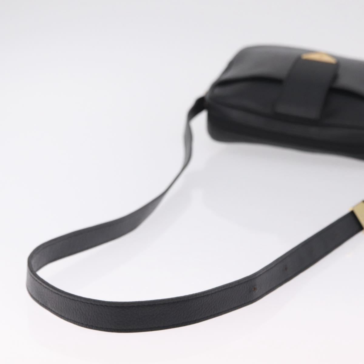 Saint Laurent Shoulder Bag Leather Black Gold Auth 209483A