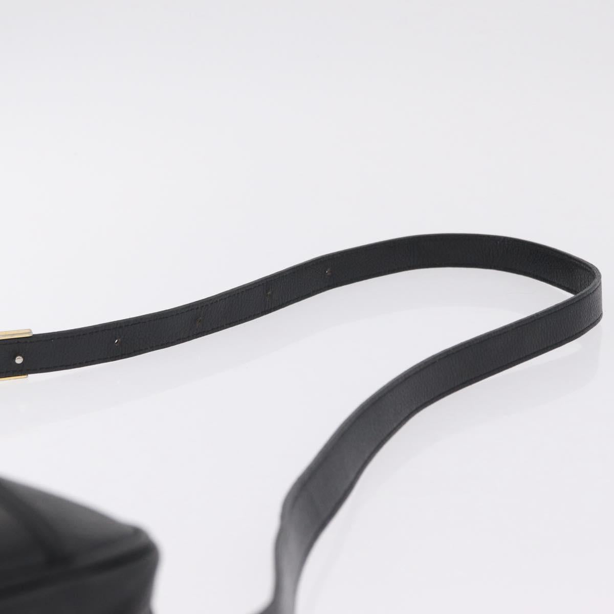 Saint Laurent Shoulder Bag Leather Black Gold Auth 209483A