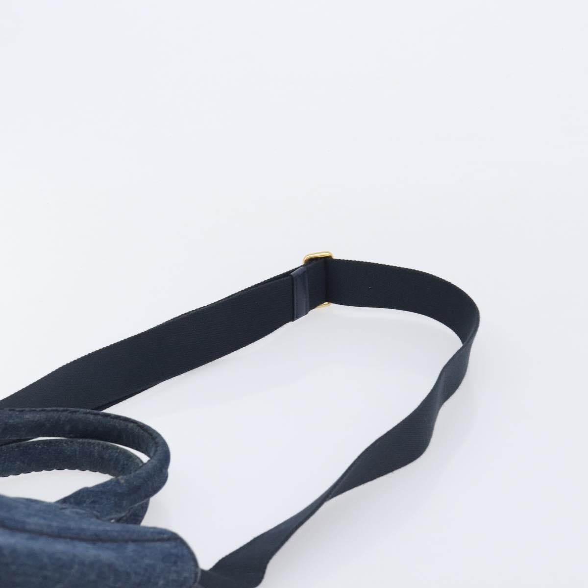 PRADA Canapa Hand Bag Denim 2way Blue Gold Auth 209488V