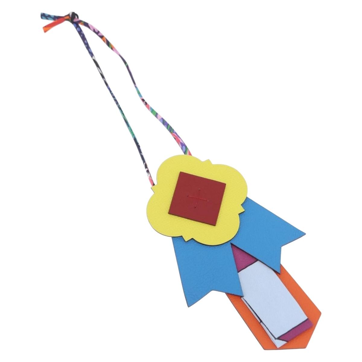 HERMES Petit Ash Bag Charm Leather Multicolor Auth 209499M