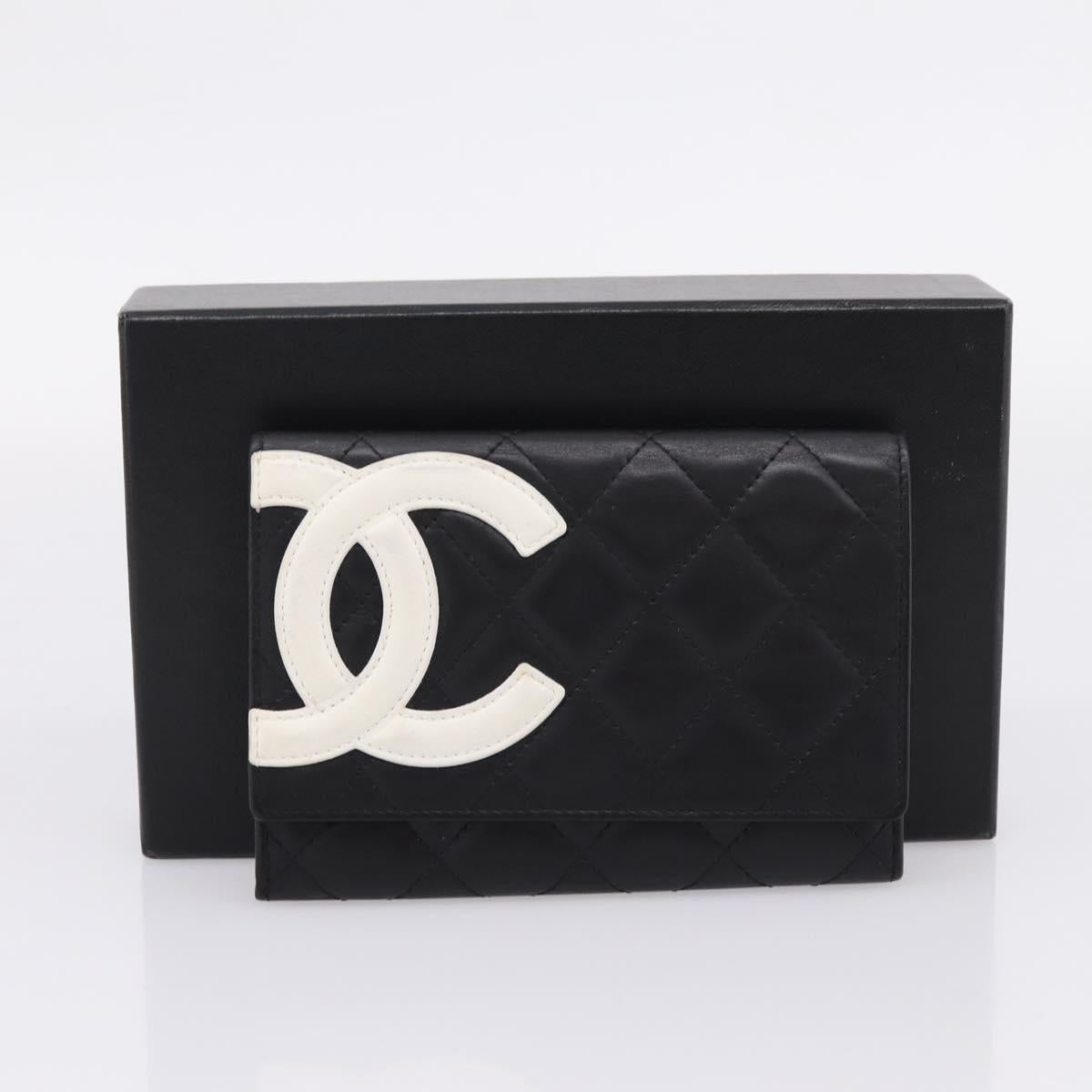 CHANEL Matelasse Wallet Leather Black Gold CC Auth 209500M