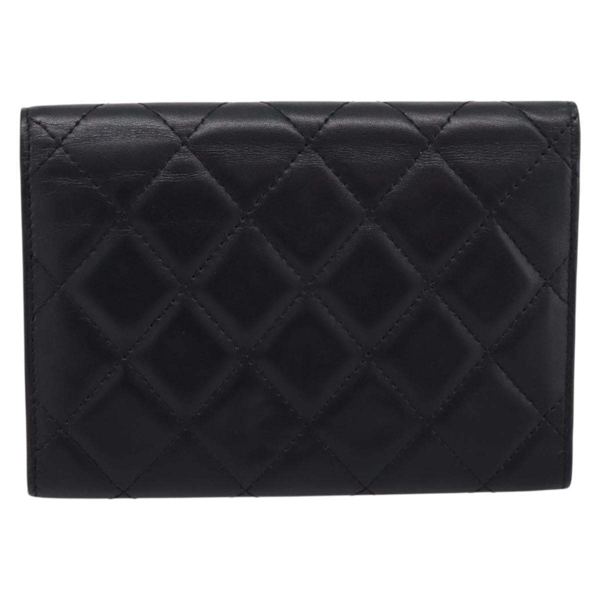CHANEL Matelasse Wallet Leather Black Gold CC Auth 209500M