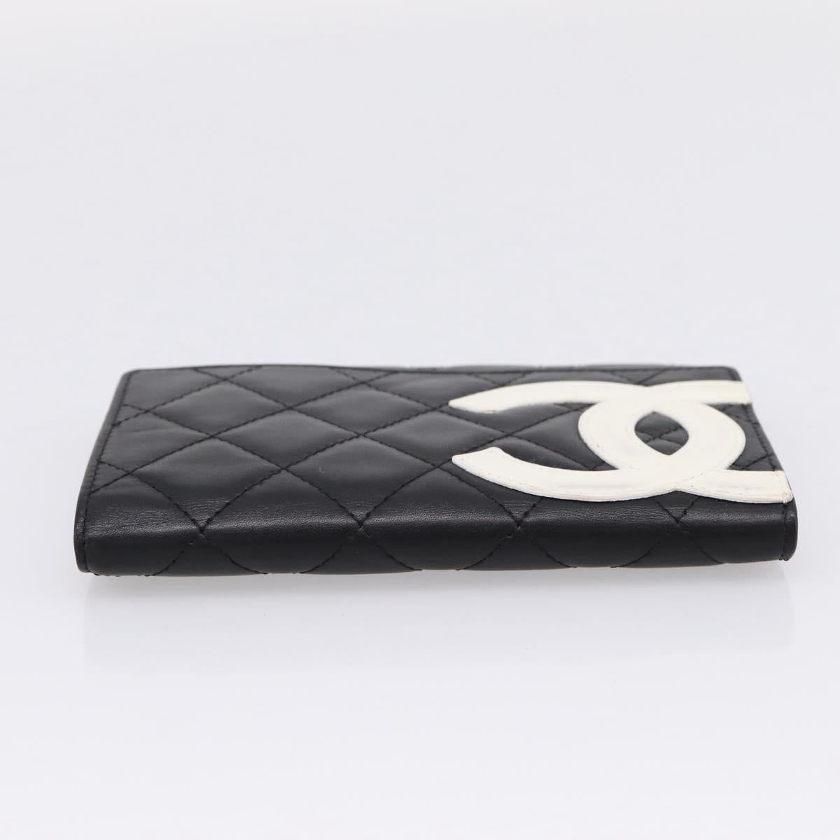 CHANEL Matelasse Wallet Leather Black Gold CC Auth 209500M