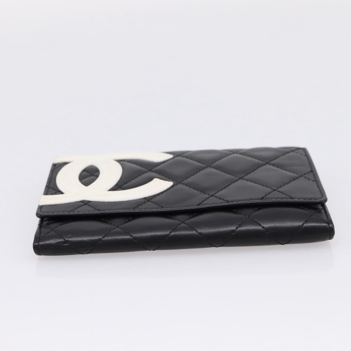 CHANEL Matelasse Wallet Leather Black Gold CC Auth 209500M