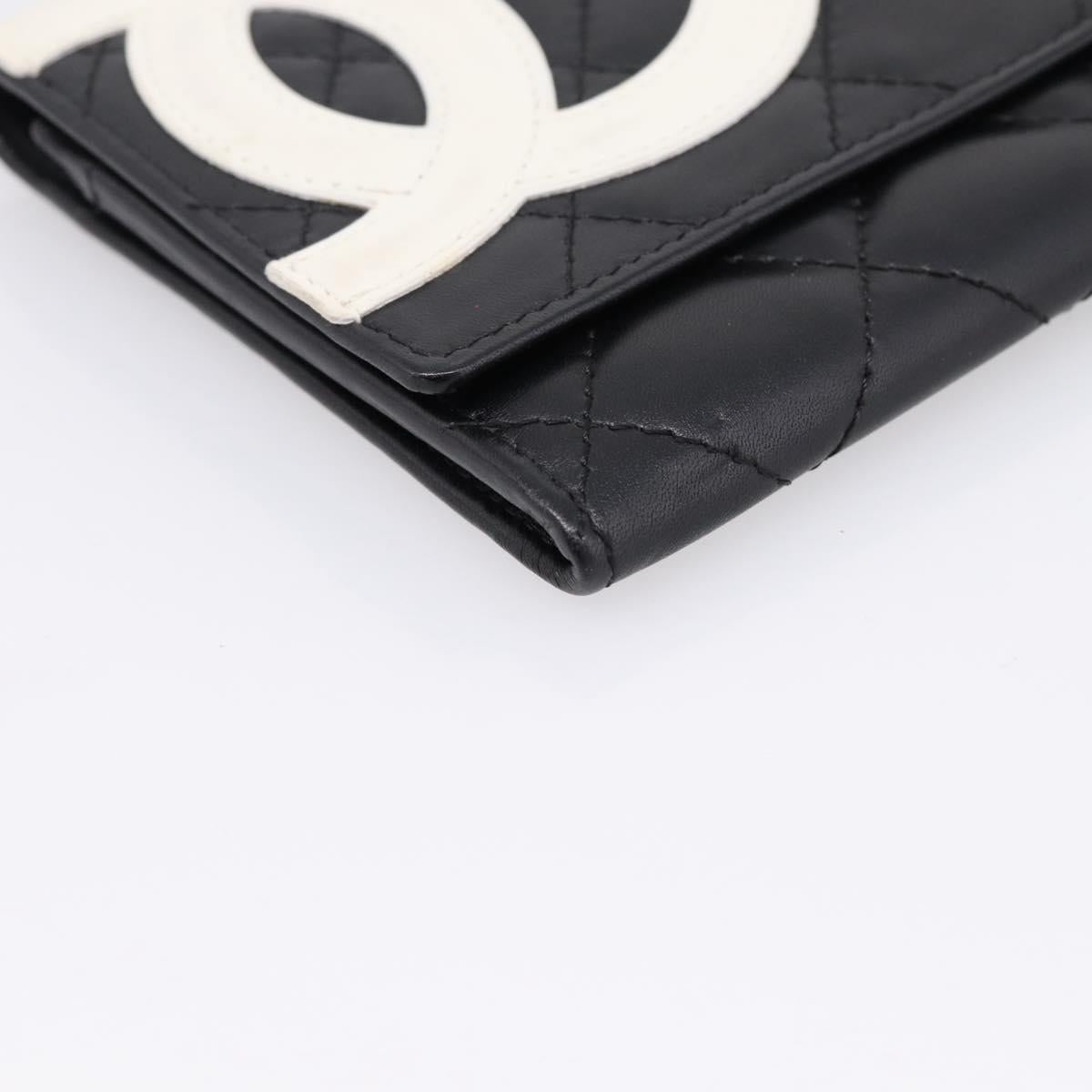 CHANEL Matelasse Wallet Leather Black Gold CC Auth 209500M