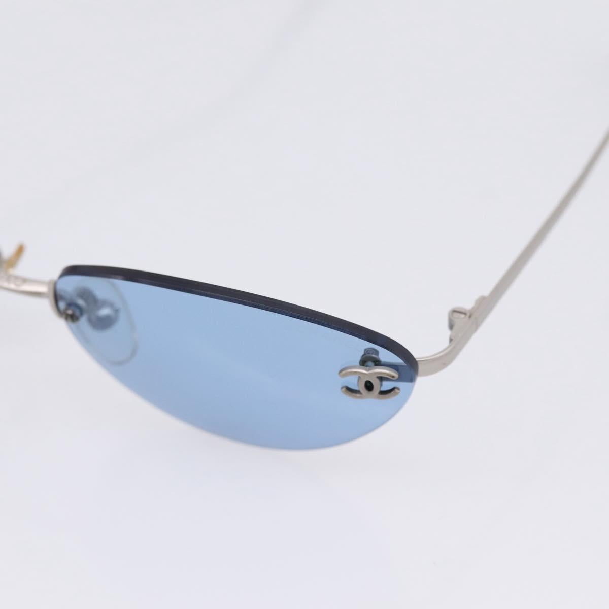 CHANEL Sunglasses metal Silver CC Auth 209501M