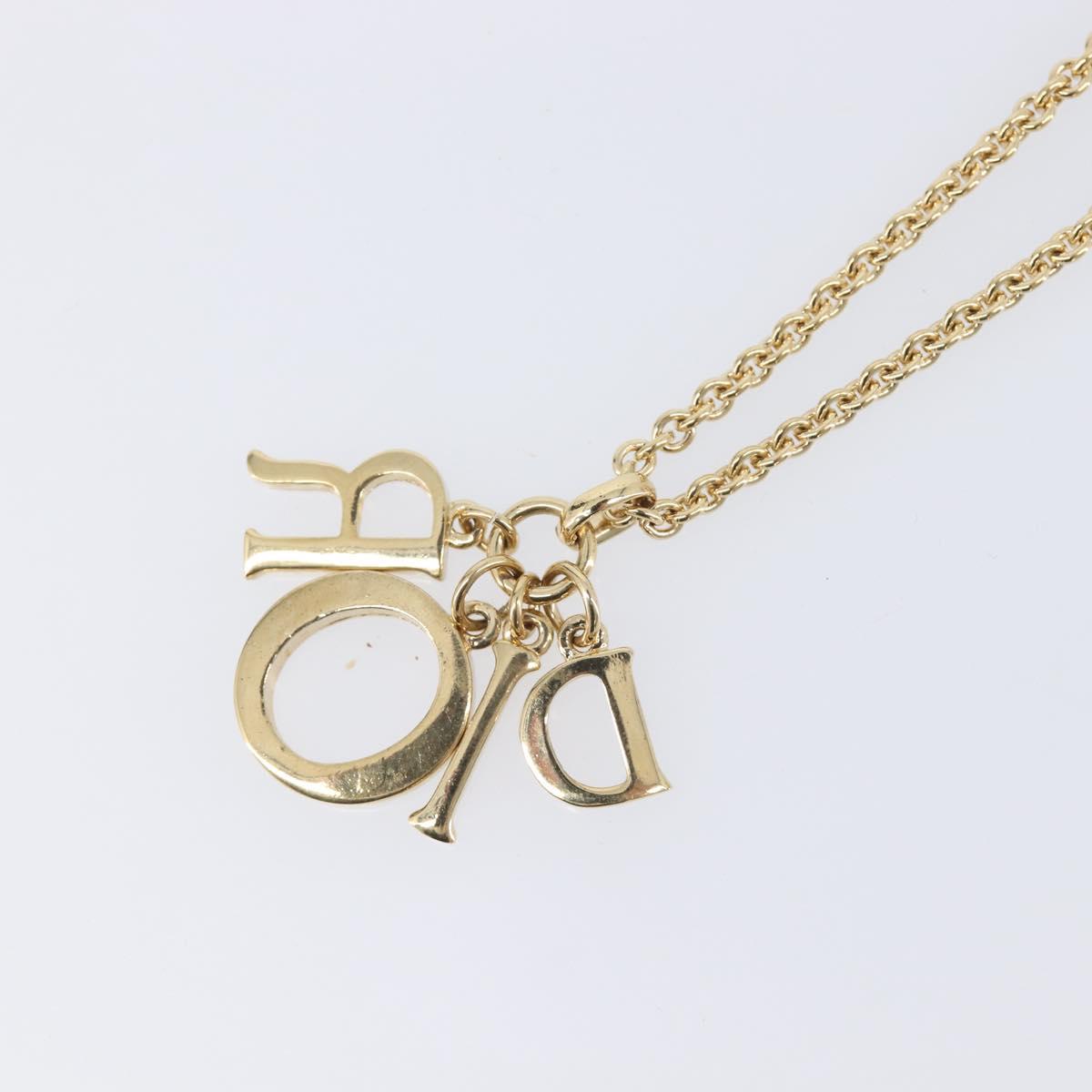 Christian Dior Necklace Metal Gold Tone Auth 209502M