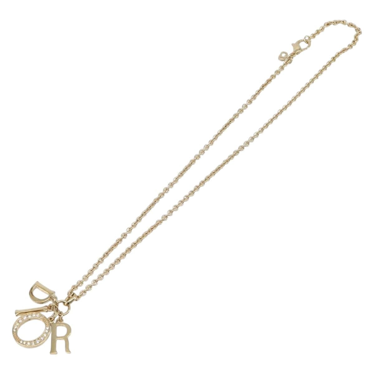 Christian Dior Necklace Metal Gold Tone Auth 209502M