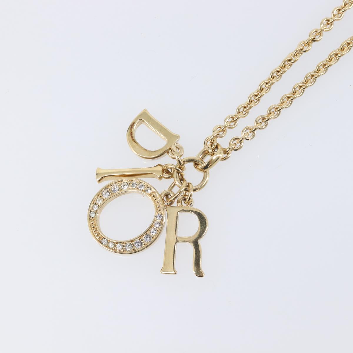 Christian Dior Necklace Metal Gold Tone Auth 209502M