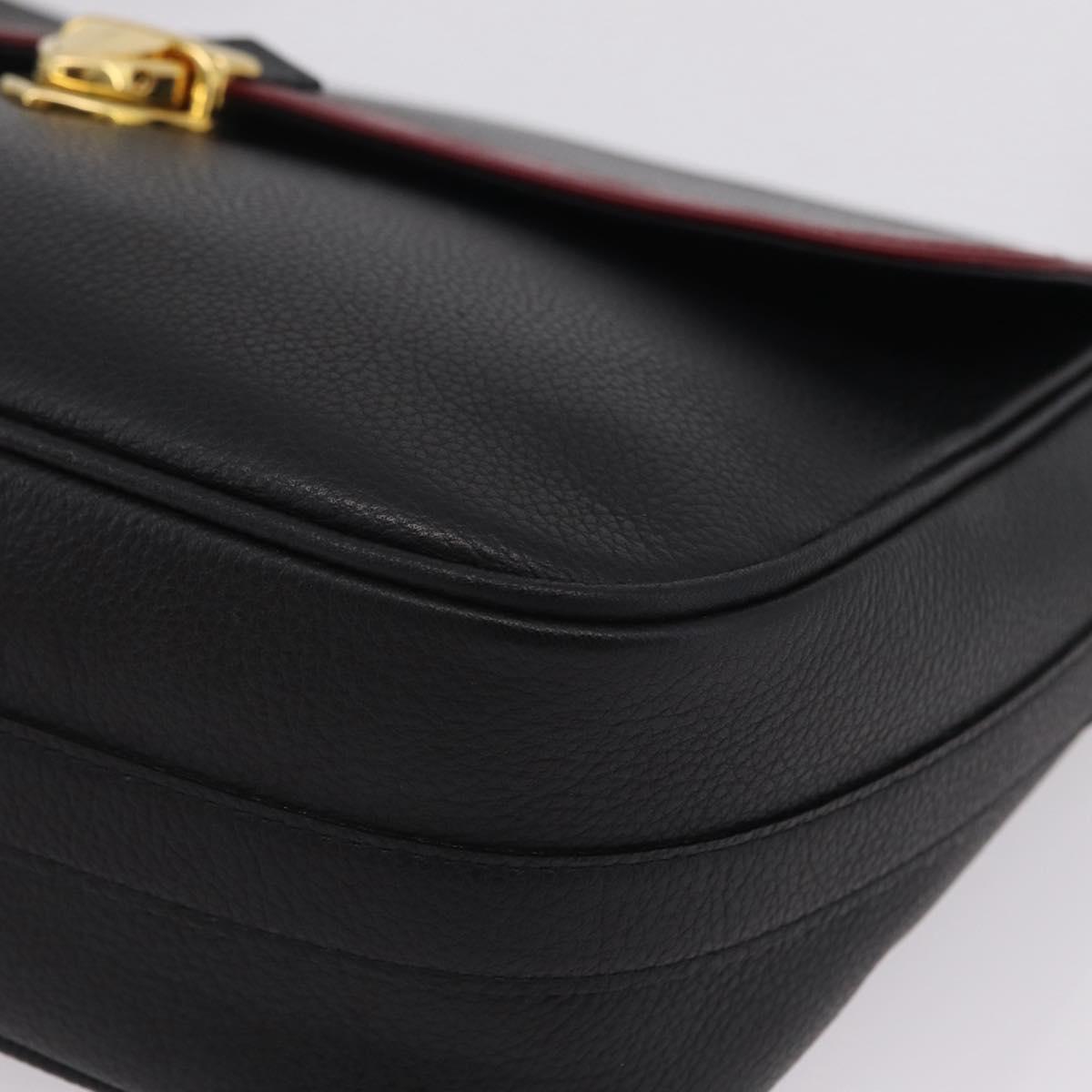 Saint Laurent Chain Shoulder Bag Leather Black Gold Auth 209503V