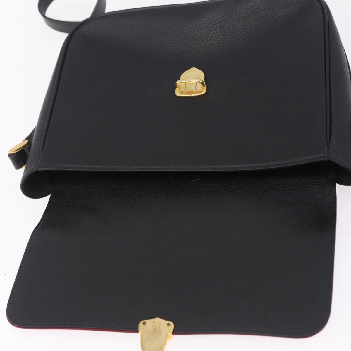 Saint Laurent Chain Shoulder Bag Leather Black Gold Auth 209503V