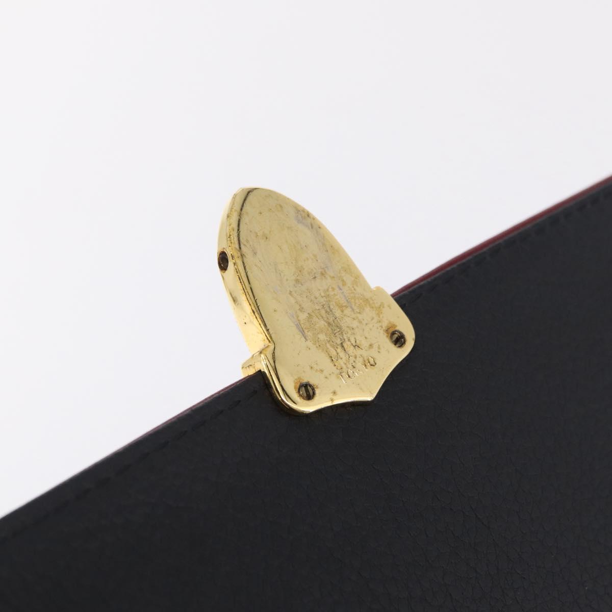 Saint Laurent Chain Shoulder Bag Leather Black Gold Auth 209503V