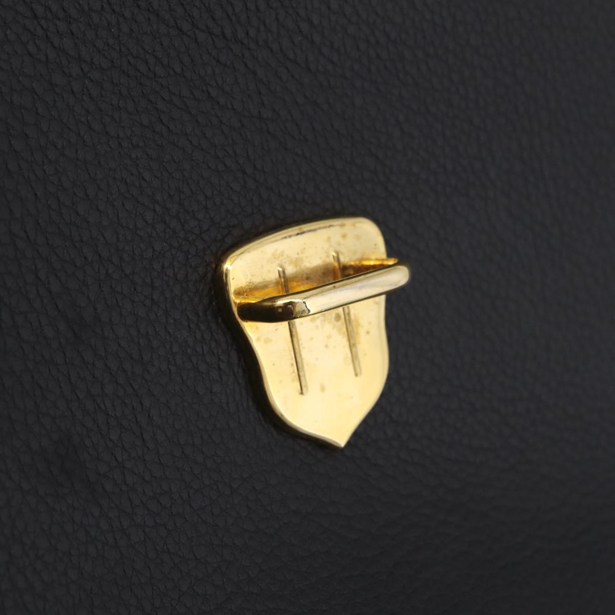 Saint Laurent Chain Shoulder Bag Leather Black Gold Auth 209503V