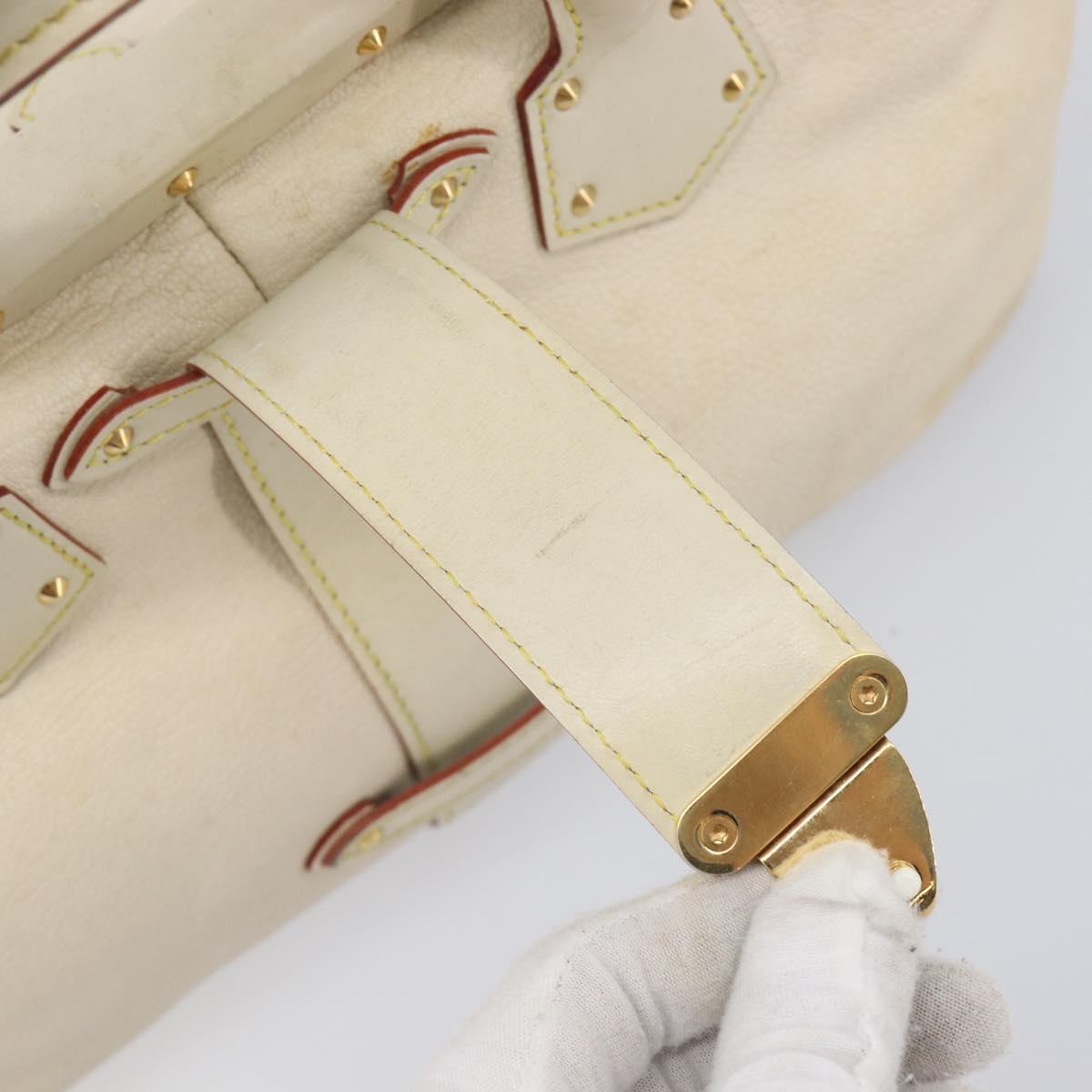 LOUIS VUITTON Suhari Angenu PM Hand Bag White M91811 LV Auth 209507A