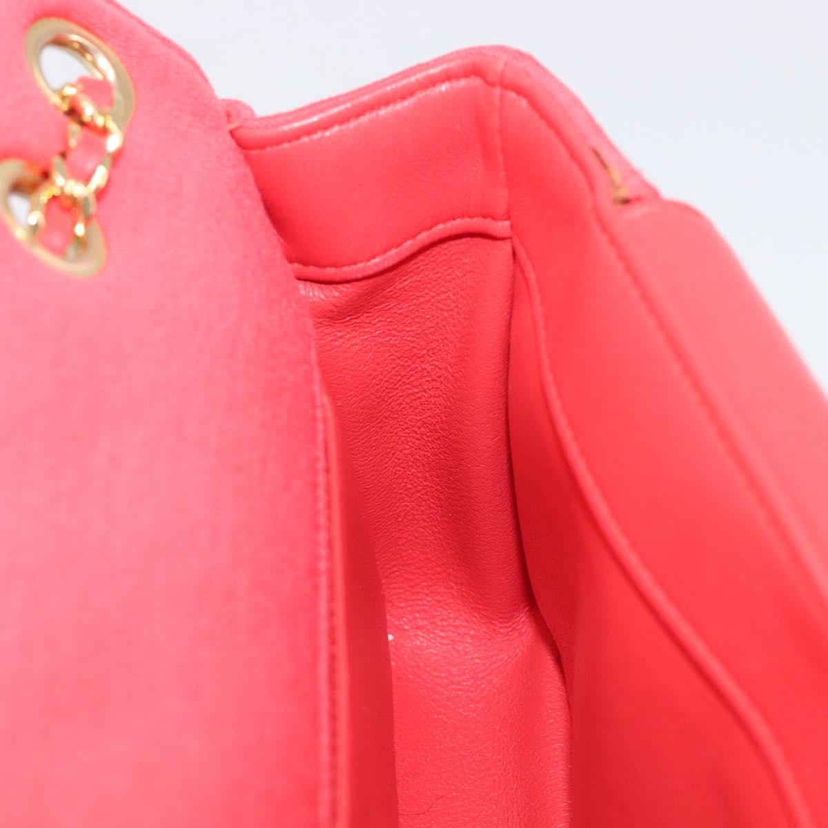 CHANEL Matelasse Chain Shoulder Bag Cotton Jersey Red Gold CC Auth 209509SAM