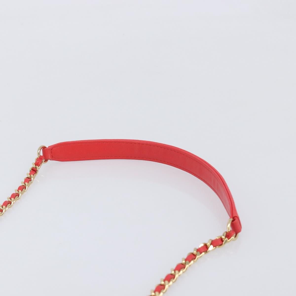 CHANEL Matelasse Chain Shoulder Bag Cotton Jersey Red Gold CC Auth 209509SAM