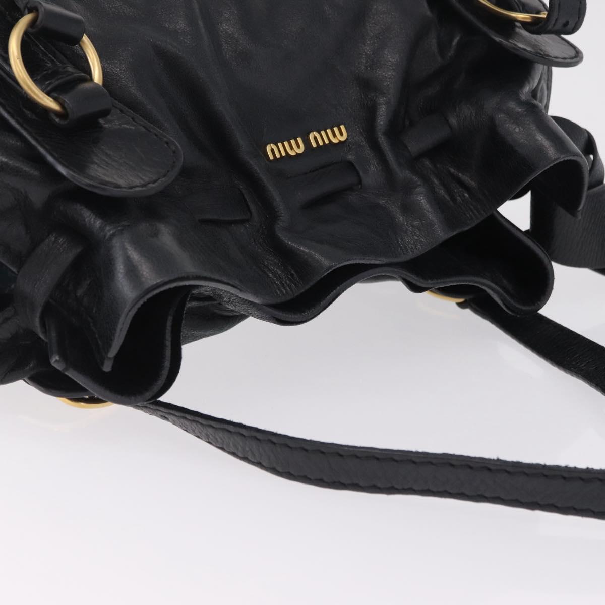 Miu Miu Tote Bag Vitellolux Black Gold Auth 209513V