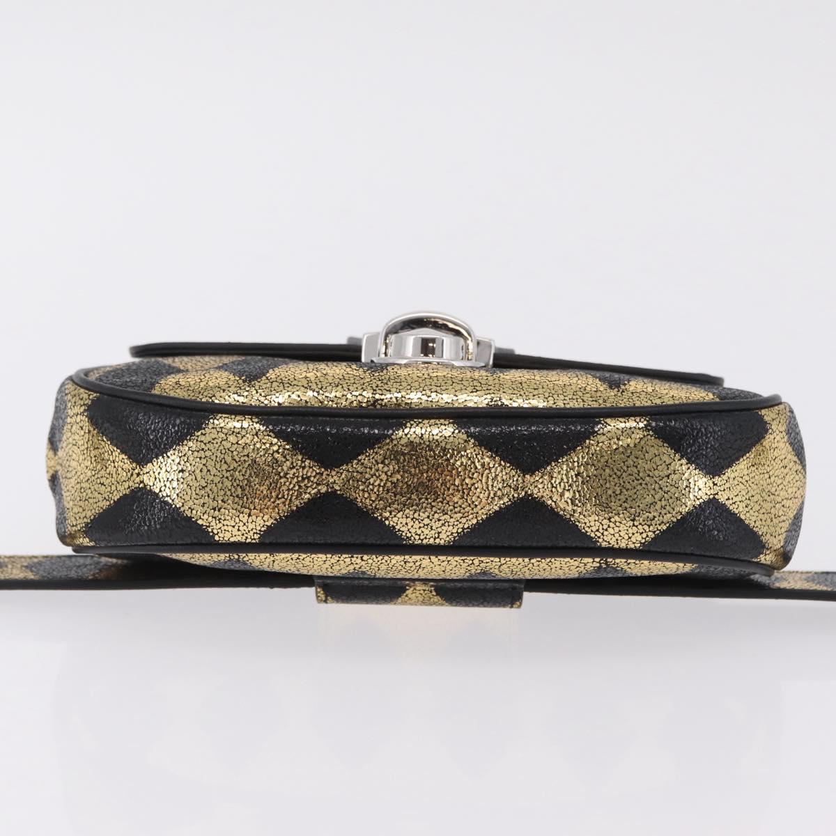 GUCCI Waist Bag Leather Gold Silver 605112 Auth 209520V