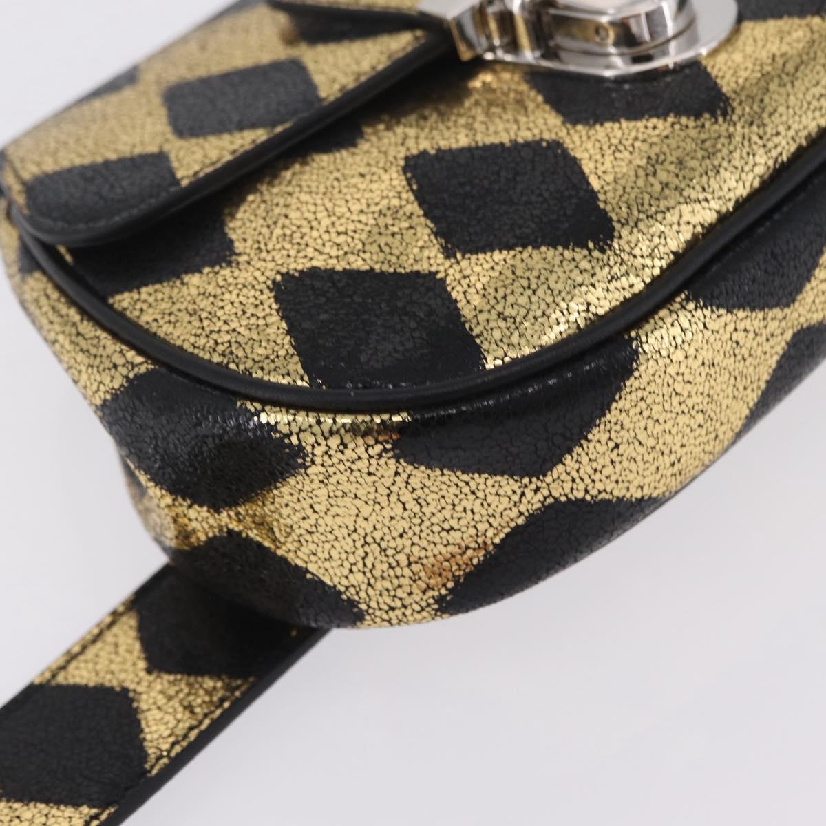 GUCCI Waist Bag Leather Gold Silver 605112 Auth 209520V