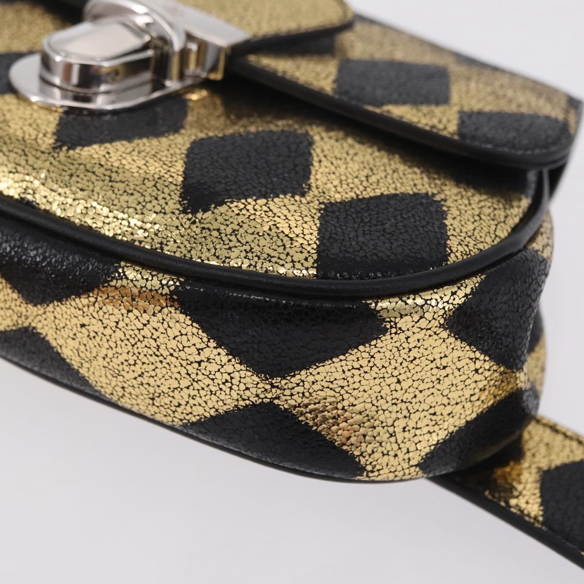 GUCCI Waist Bag Leather Gold Silver 605112 Auth 209520V
