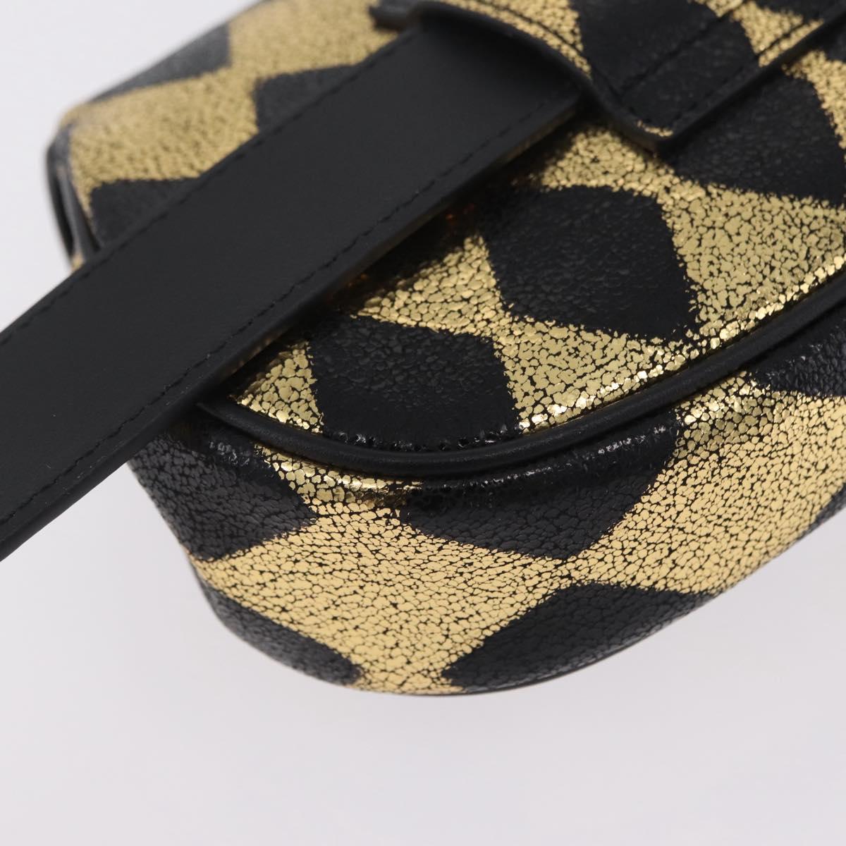 GUCCI Waist Bag Leather Gold Silver 605112 Auth 209520V