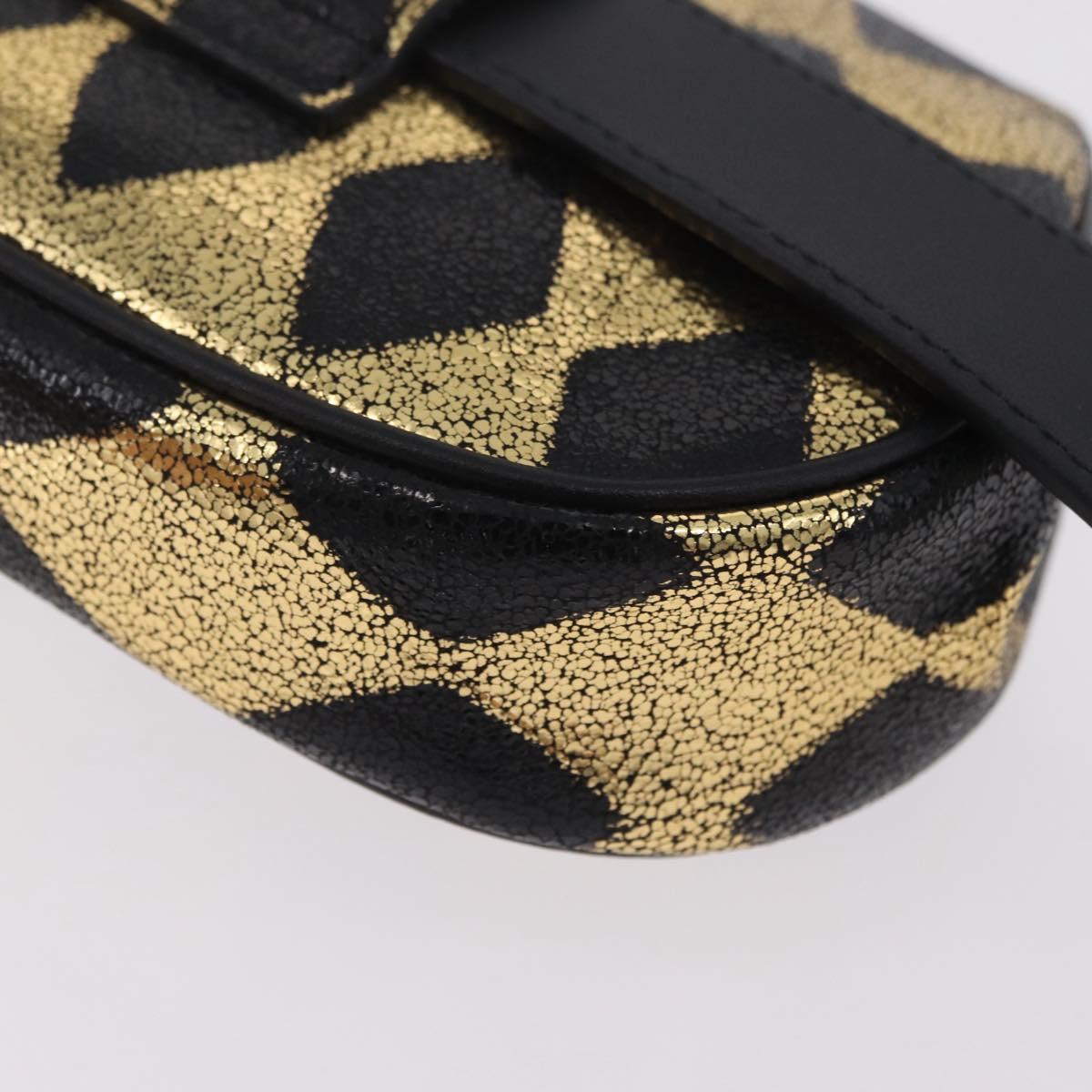GUCCI Waist Bag Leather Gold Silver 605112 Auth 209520V