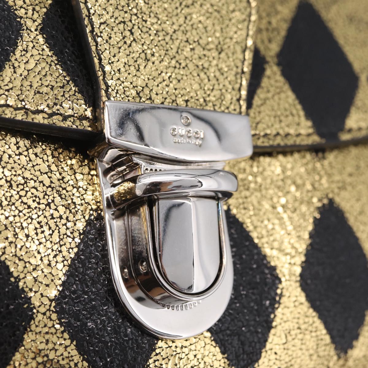 GUCCI Waist Bag Leather Gold Silver 605112 Auth 209520V