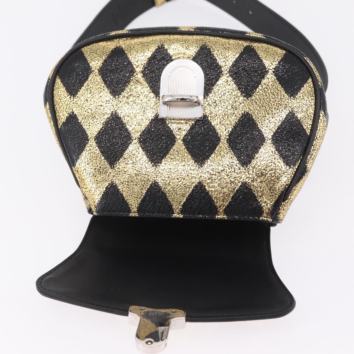 GUCCI Waist Bag Leather Gold Silver 605112 Auth 209520V