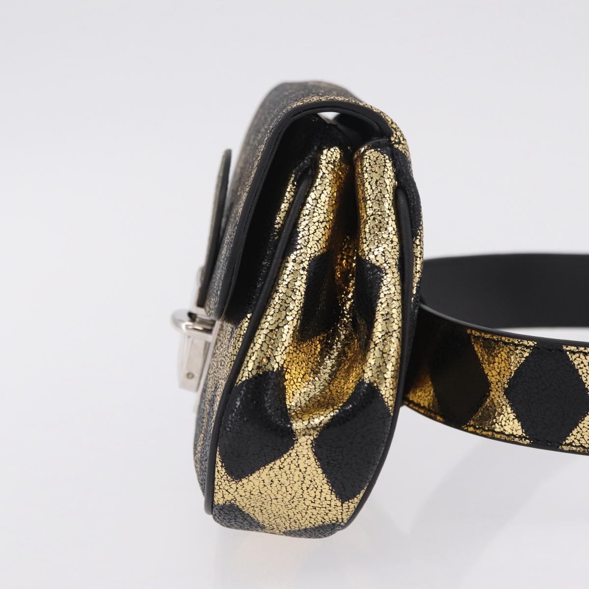 GUCCI Waist Bag Leather Gold Silver 605112 Auth 209520V