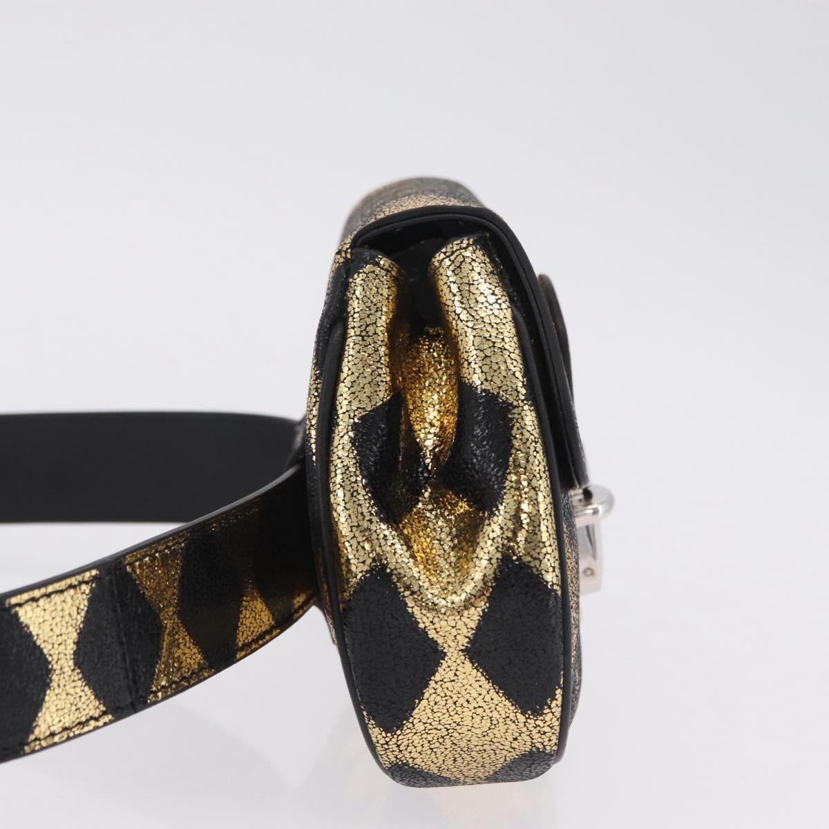 GUCCI Waist Bag Leather Gold Silver 605112 Auth 209520V