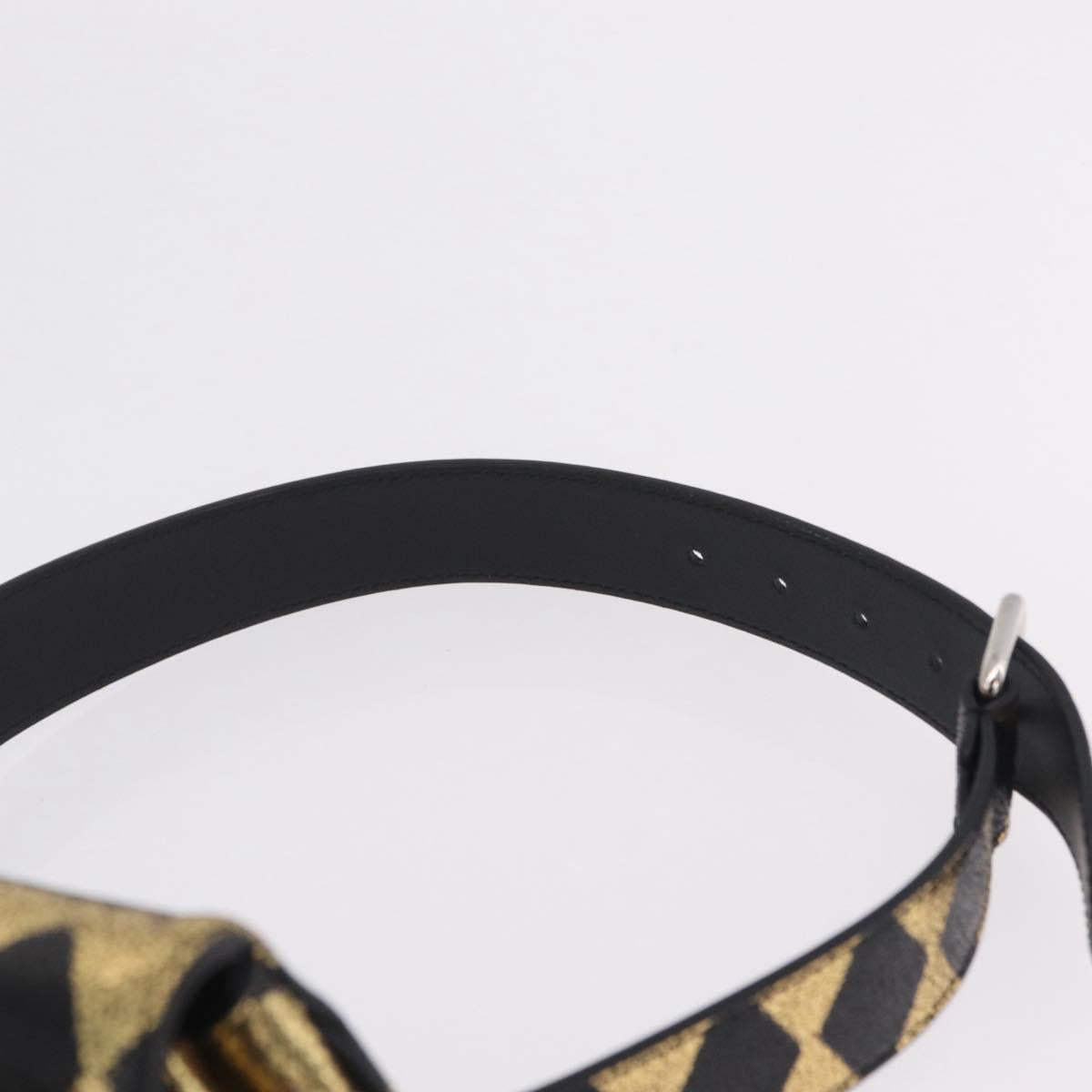 GUCCI Waist Bag Leather Gold Silver 605112 Auth 209520V