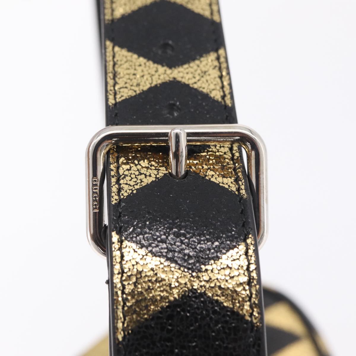 GUCCI Waist Bag Leather Gold Silver 605112 Auth 209520V