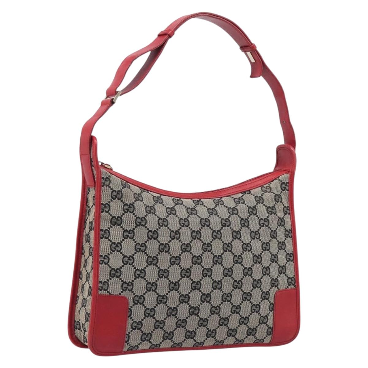 GUCCI GG Canvas Shoulder Bag Navy Gold 001 4205 Auth 209531A
