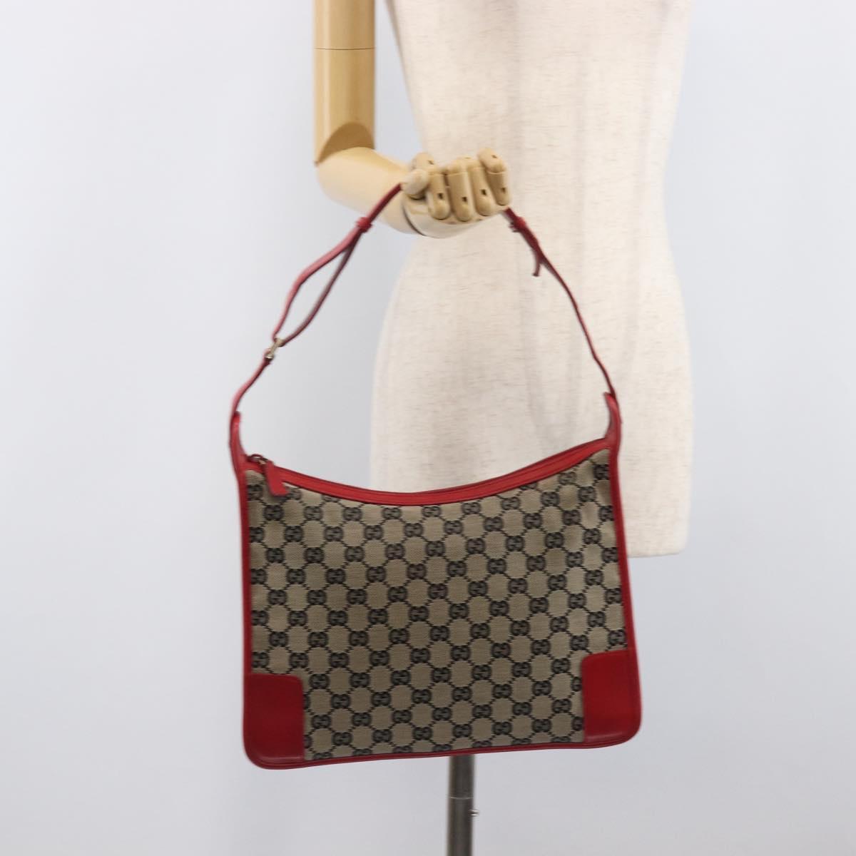 GUCCI GG Canvas Shoulder Bag Navy Gold 001 4205 Auth 209531A